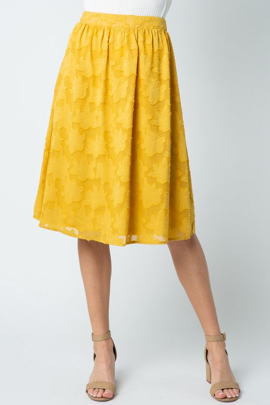 Iris Floral Skirt in Mustard