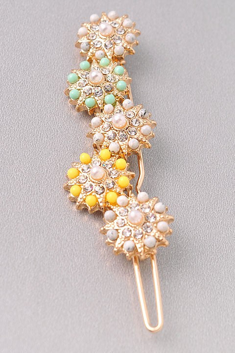 Floral Rhinestone Hair Clip