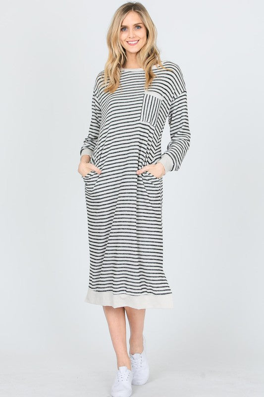Dorian Striped Relaxed Midi Dress