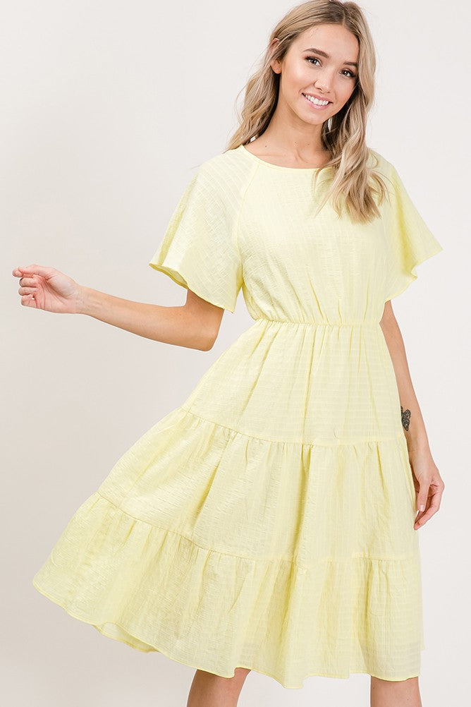 Aubrey Woven Dress in Lemon Drop