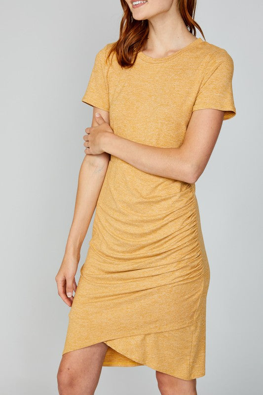 Riley Ruched Dress in RUST