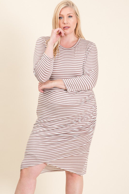 Rachel Black & White Stripe Dress in PLUS