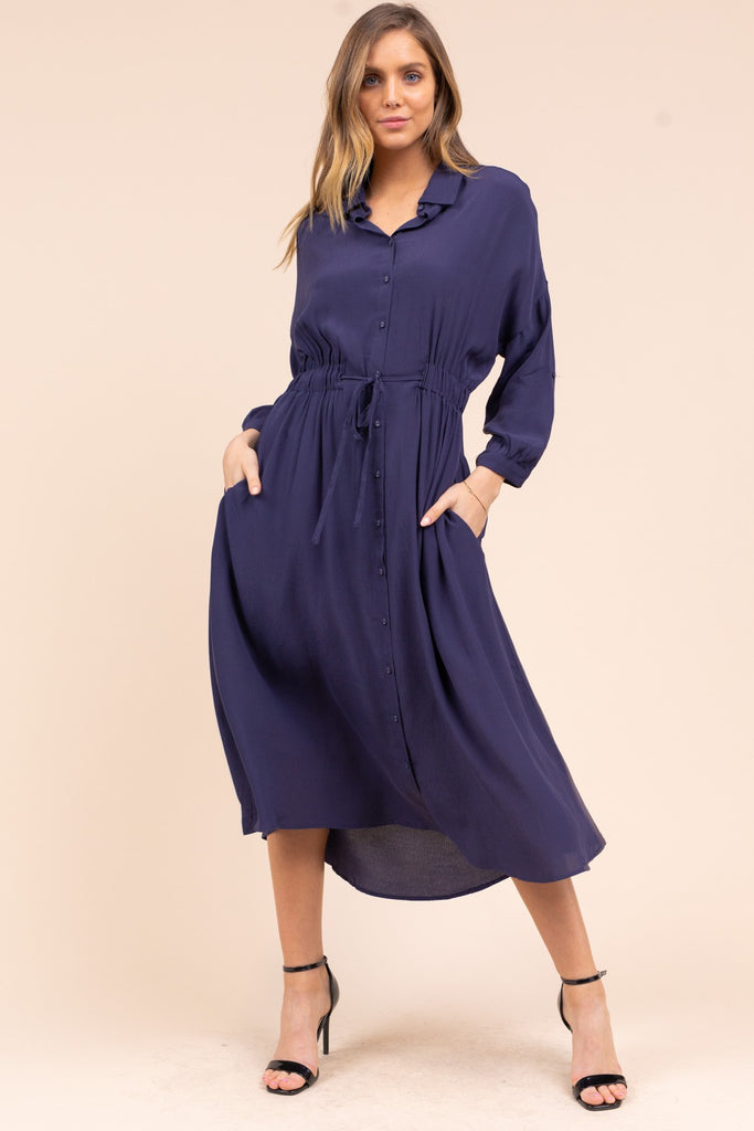 Vivian Midi Dress in Navy