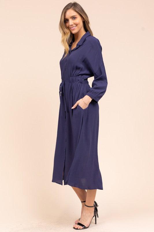 Vivian Midi Dress in Navy