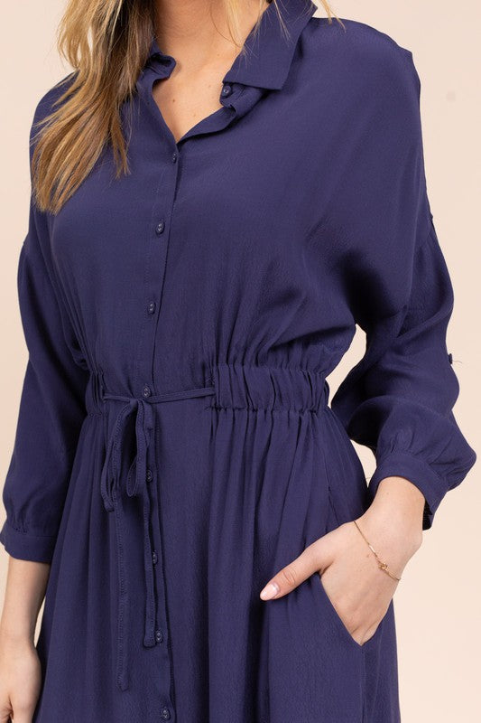 Vivian Midi Dress in Navy