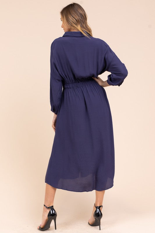 Vivian Midi Dress in Navy