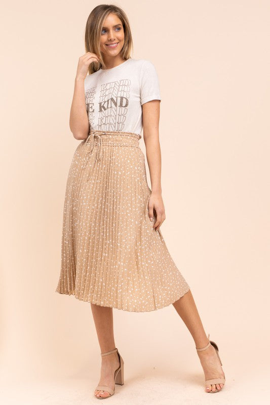 Spotted in Spring Midi Skirt in Taupe