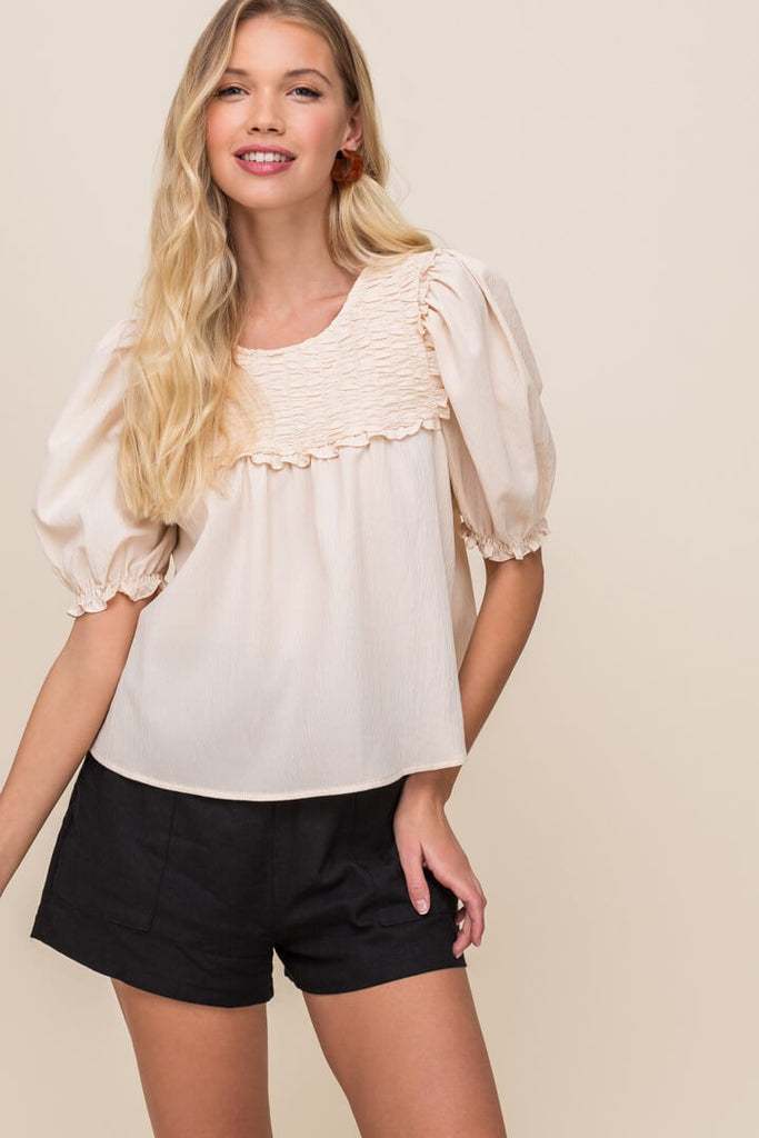 The Buttercream Smocked Top