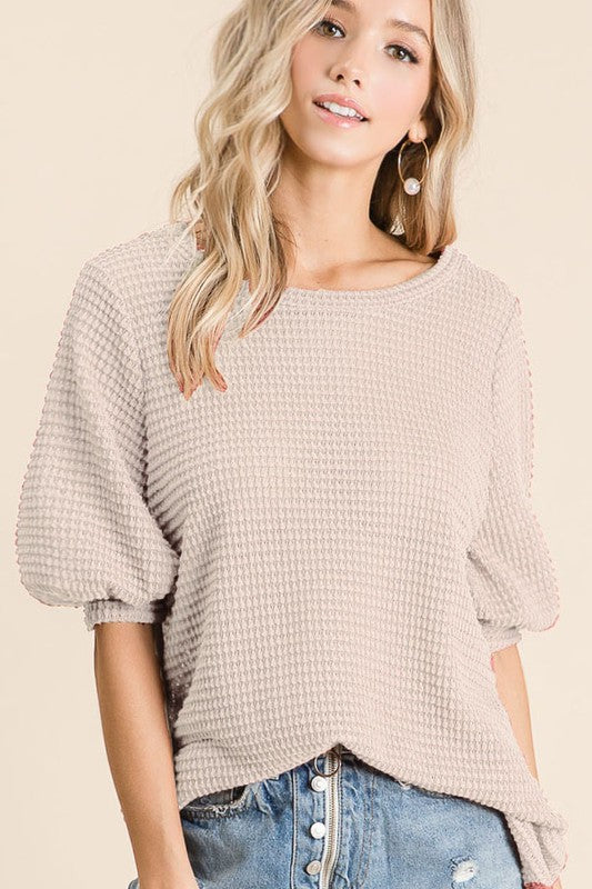 Oatmeal Basic Waffle Top