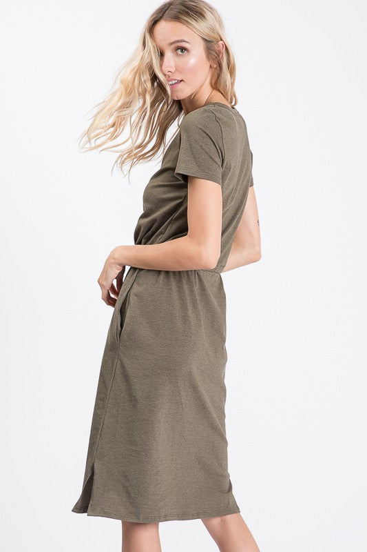 Melody Casual Midi Dress in Olive