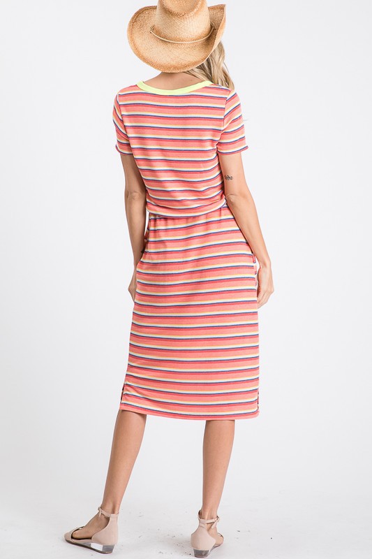 Arya Knitted Midi Dress in Stripes