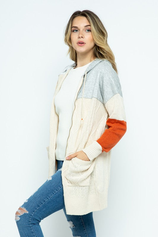 Knit Colorblock Hoodie