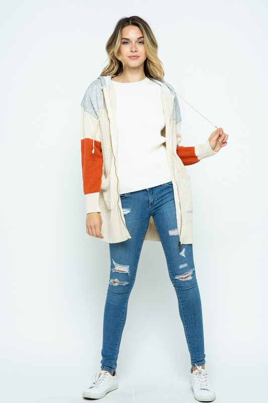 Knit Colorblock Hoodie