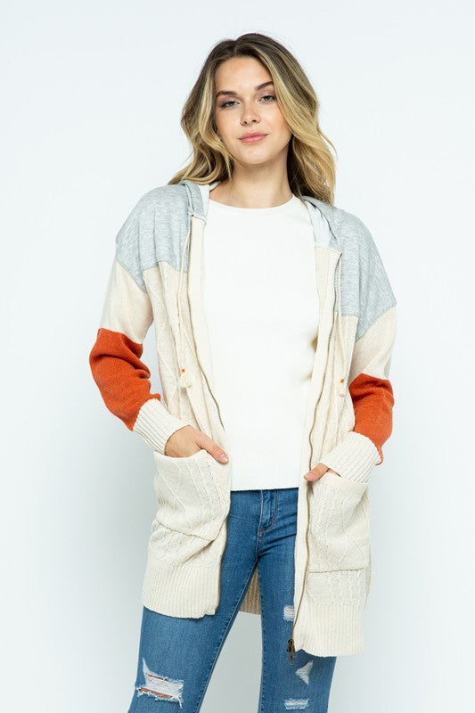 Knit Colorblock Hoodie