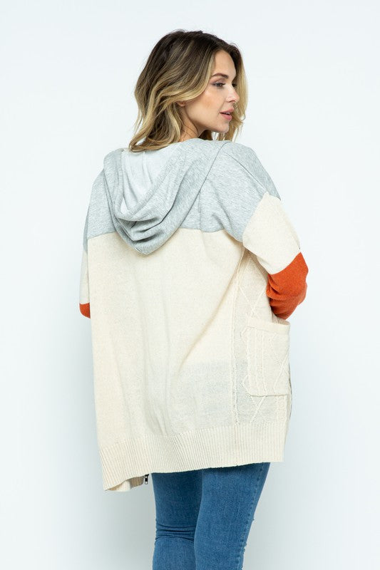 Knit Colorblock Hoodie