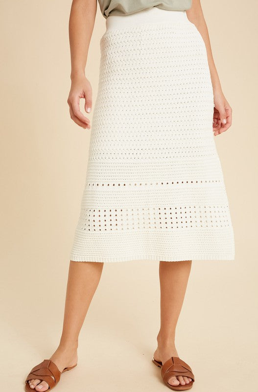 Harmony Crochet Sweater Skirt in Ivory