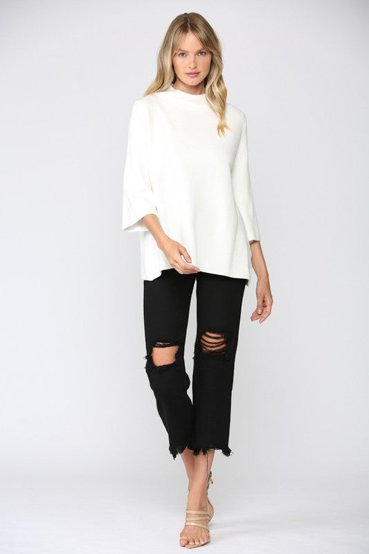 Mock Neck Pullover in Cream