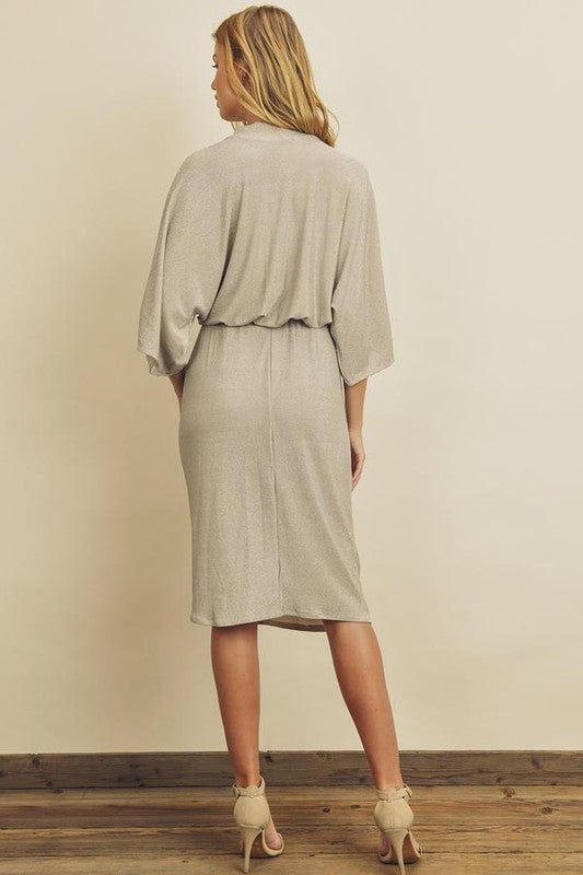 Dede Metalic Midi Dress in Nude