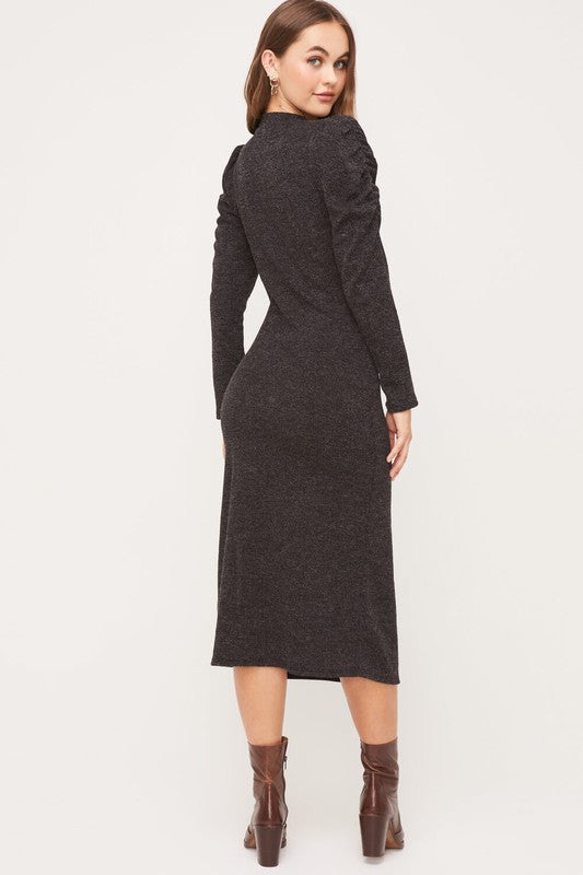 Molly Midi Dress in Dark Mélange