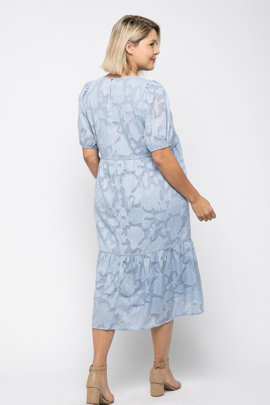Irene Tiered Dress in Dusty Blue PLUS