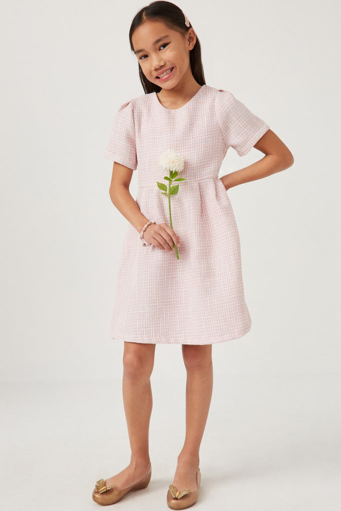 Girls Tweed Dress in Pink