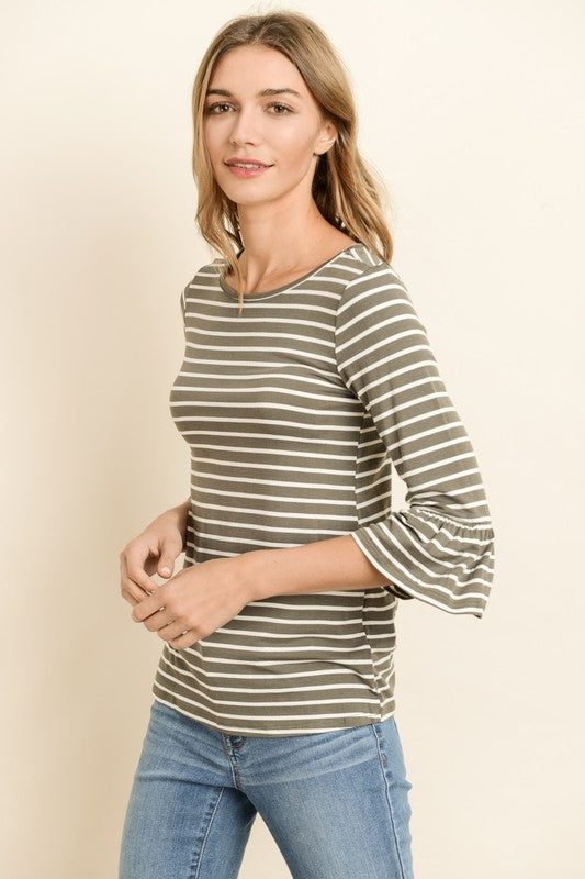 Basic Bell Sleeve Top in Olive
