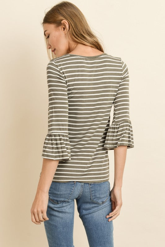 Basic Bell Sleeve Top in Olive