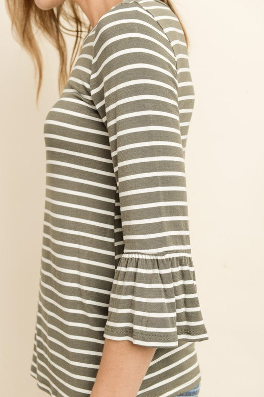 Basic Bell Sleeve Top in Olive