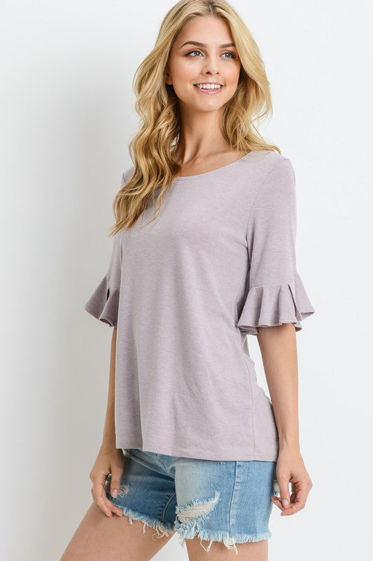 Lavender Ruffle Sleeve Tee