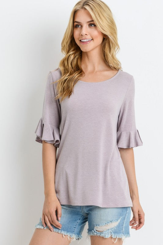 Lavender Ruffle Sleeve Tee