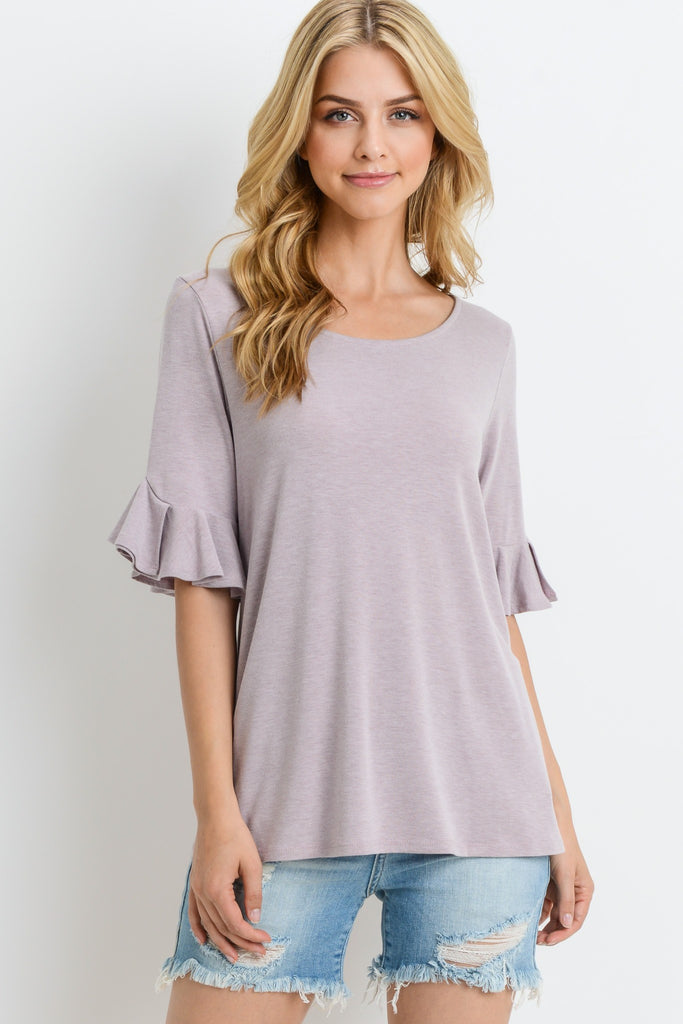 Lavender Ruffle Sleeve Tee