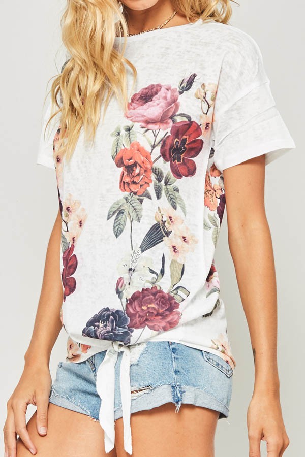 Floral Print Knot Tee