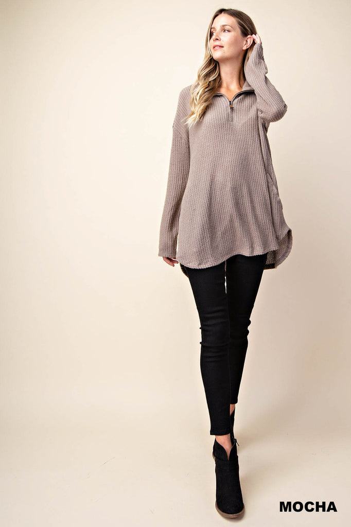 Stacey Waffle Zip Pullover