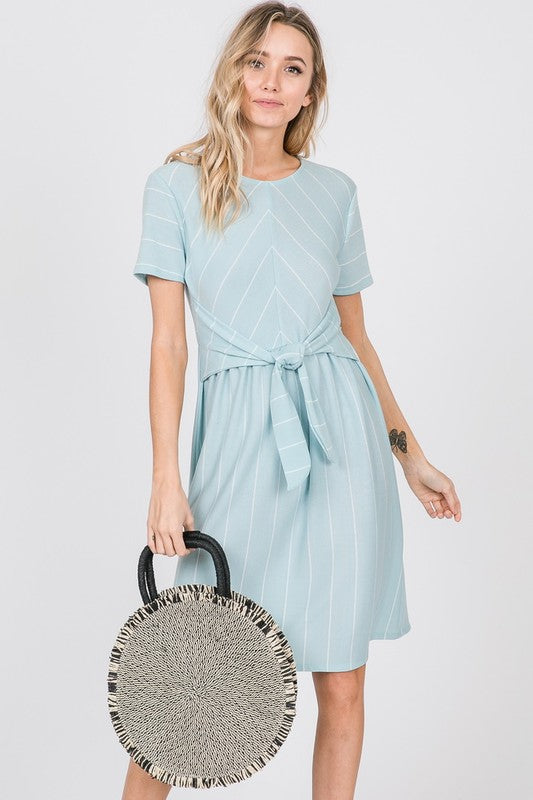 Azaleah Tie Midi Dress in Sky Blue