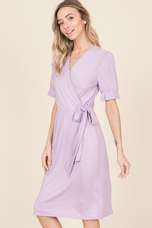 Roslyn Tie Knee Length Dress in Black