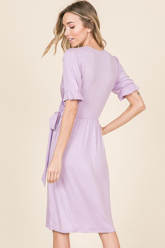 Roslyn Tie Knee Length Dress in Black