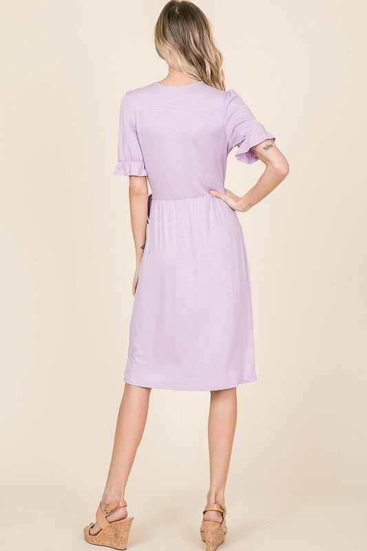 Roslyn Tie Knee Length Dress in Black