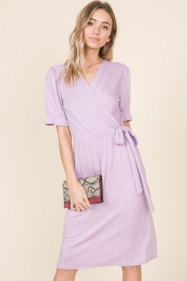 Roslyn Tie Knee Length Dress in Black