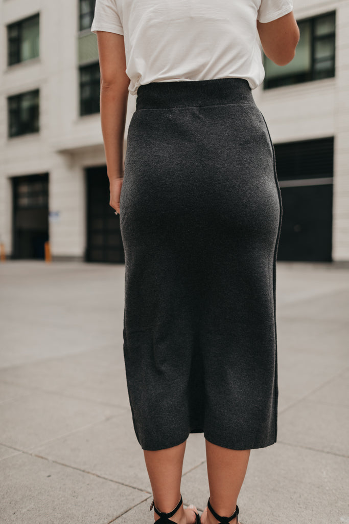 Sofia Wrap Sweater Skirt in Charcoal