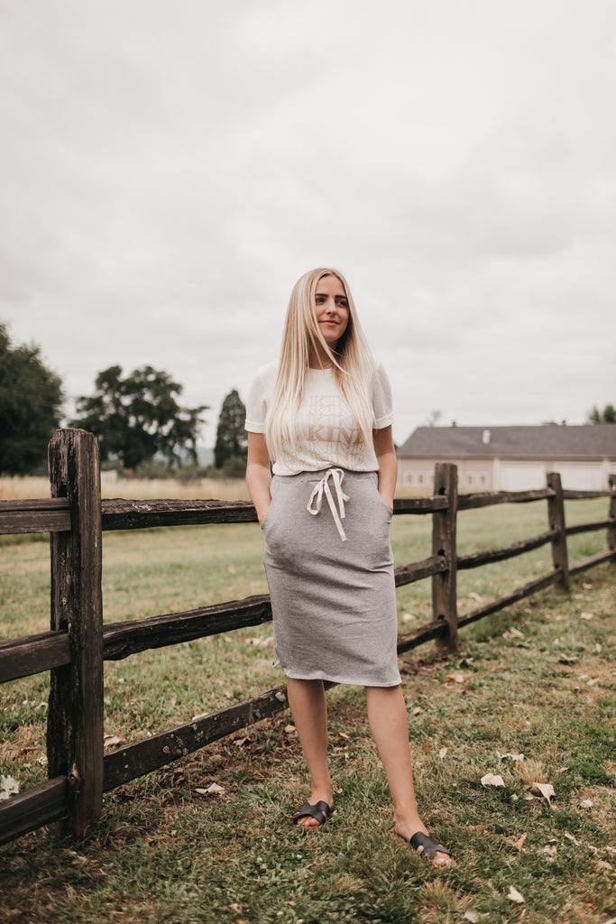 Chloe Drawstring Skirt in Heather Grey