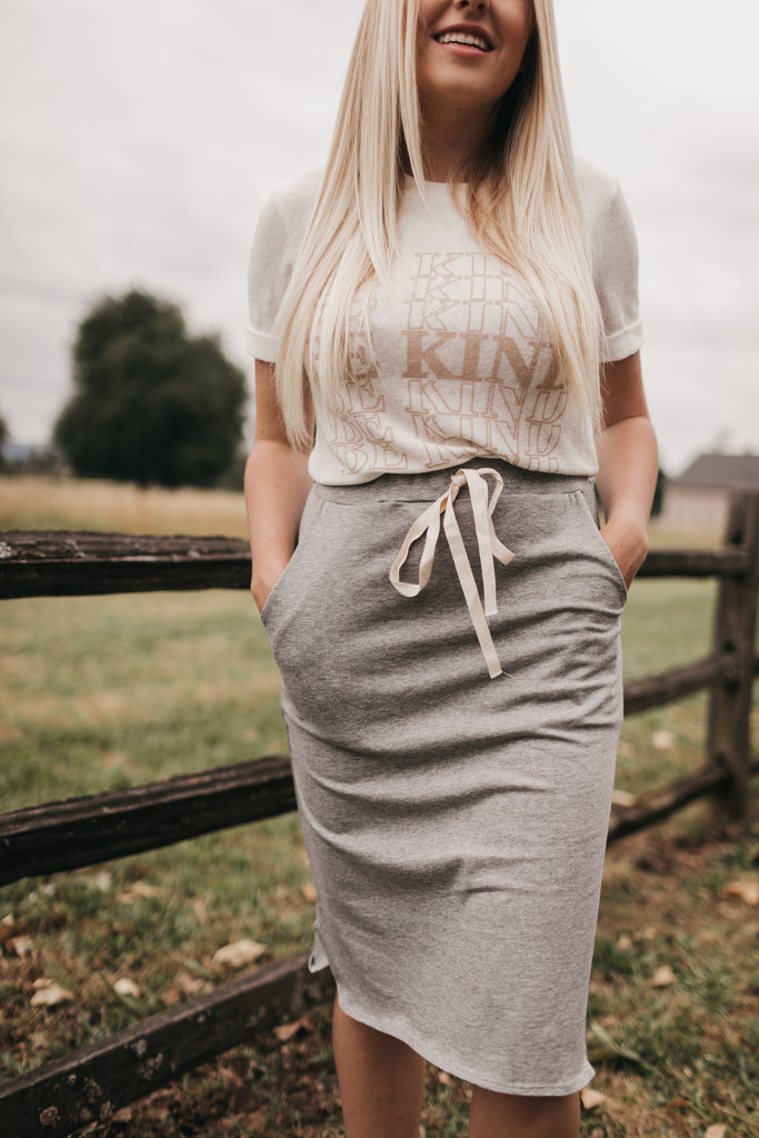 Chloe Drawstring Skirt in Heather Grey