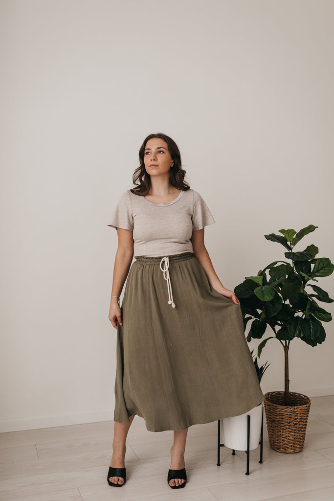 Helen Midi Skirt in Olive