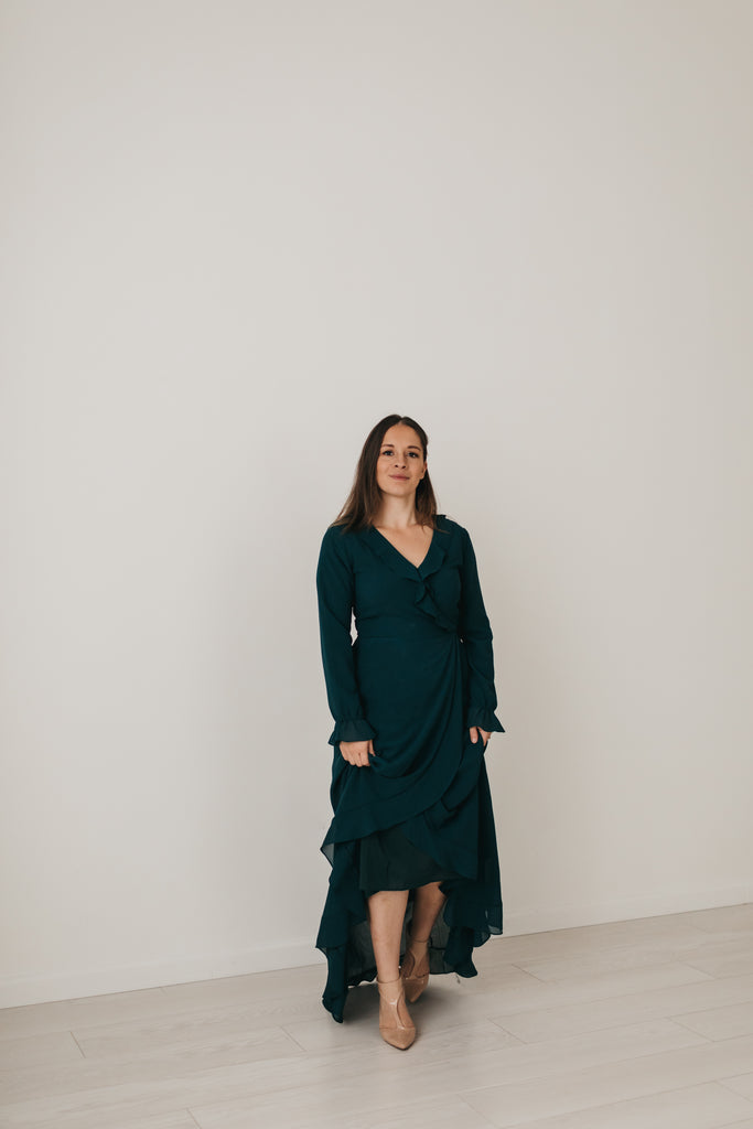 Renee Long Formal Dress in Dark Teal (Extended Sizing)
