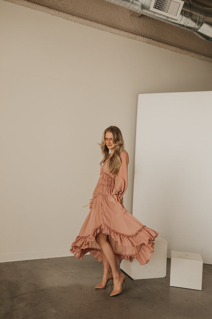 Joselyn Ruched Dress in Pink