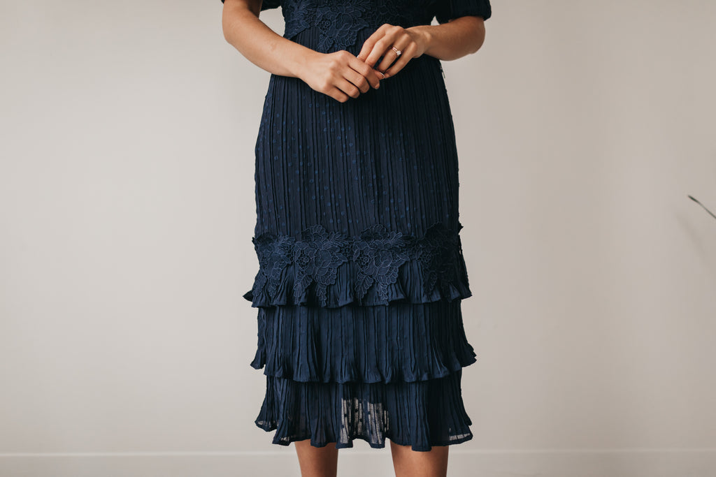 Alice Midi Dress in Navy