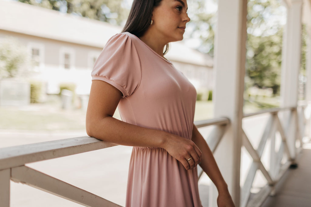 Hannah Midi Dress in Rose