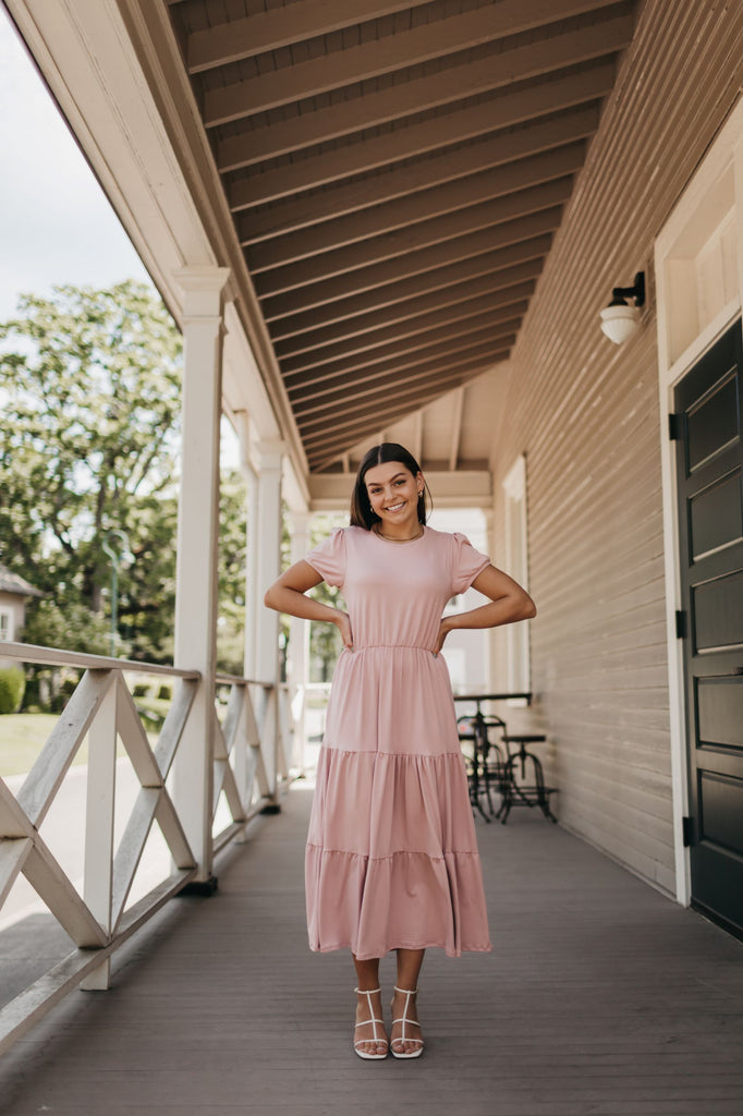 Hannah Midi Dress in Rose