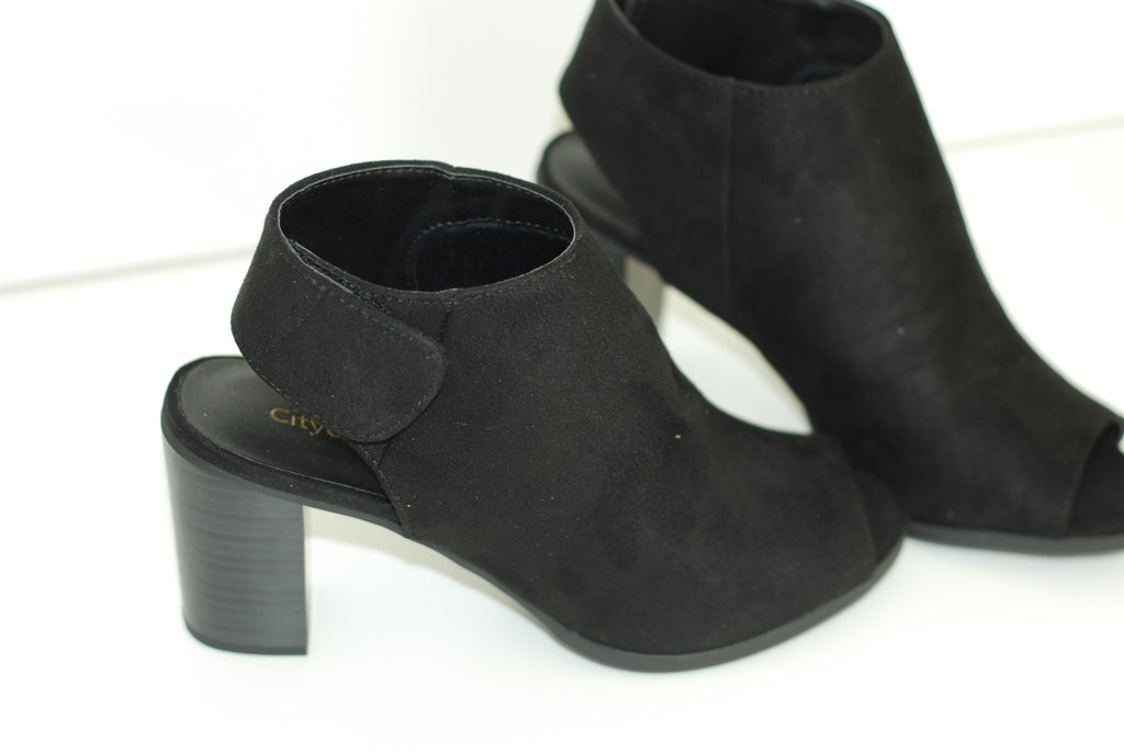 Suede Black Bootie Heel