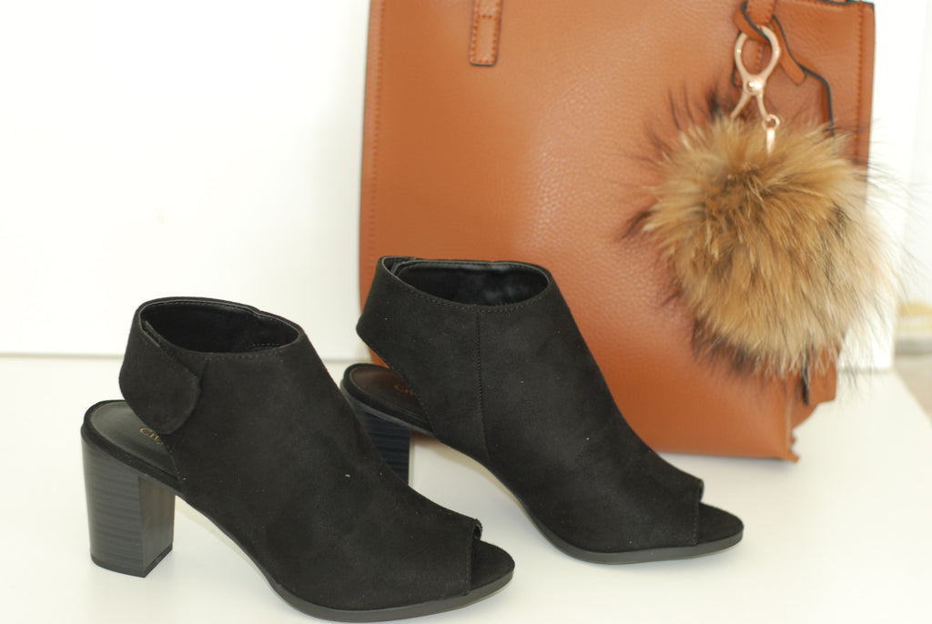 Suede Black Bootie Heel