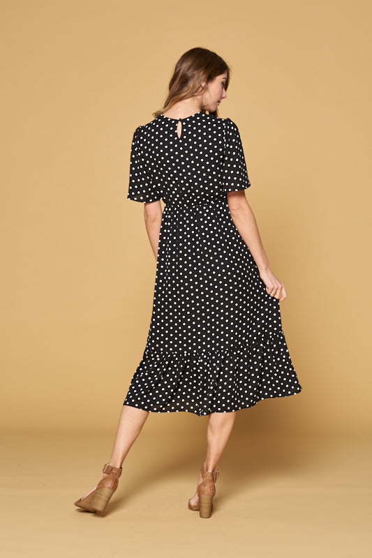 Melania Polka Dot Dress in Black